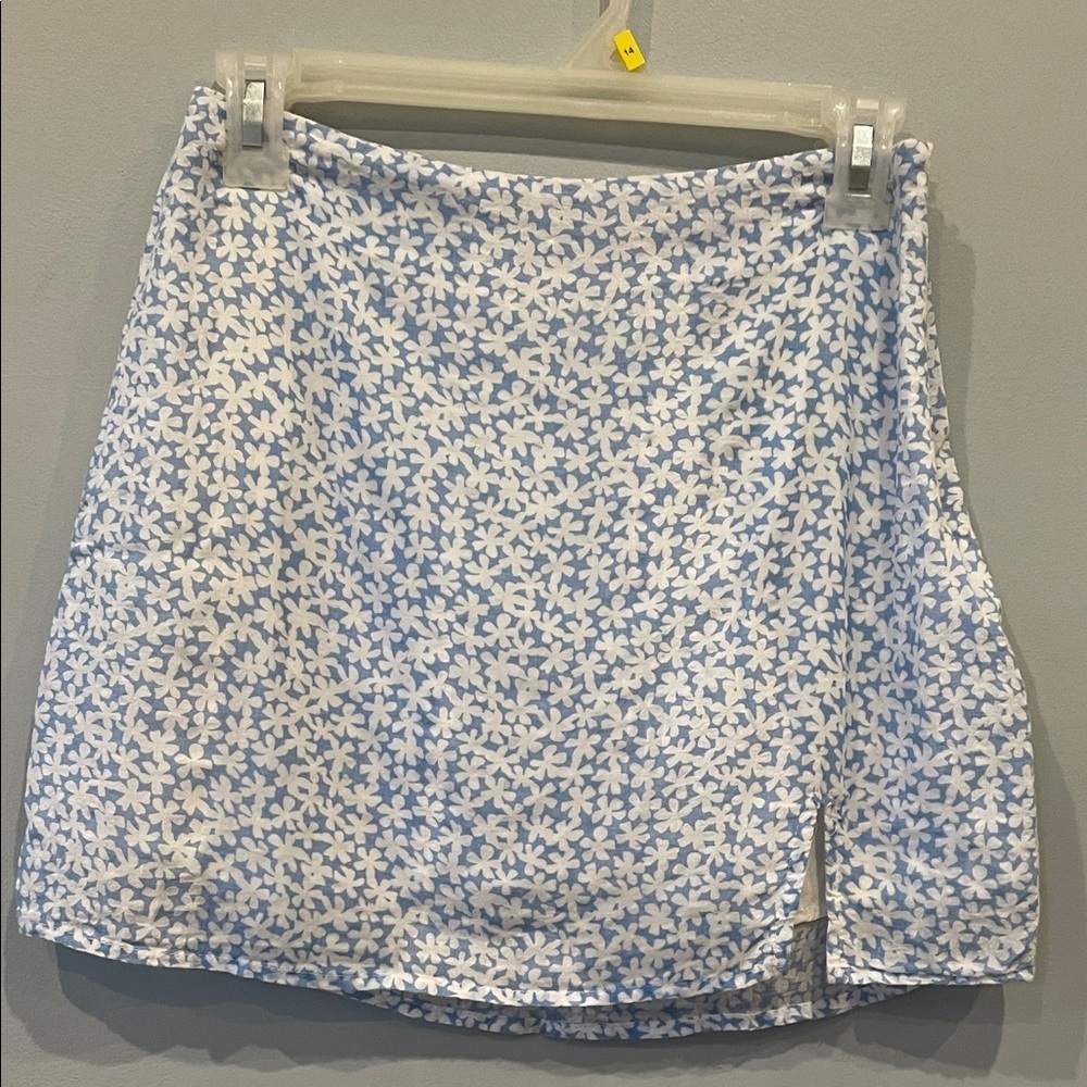Light Blue Floral A-Line mini  Skirt - spring summer vibes